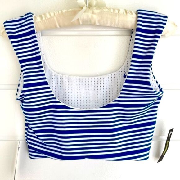 Nike Sport Mesh Reversible midkini Sporty Bikini Swim top  Blue & White size Xl - Picture 6 of 7